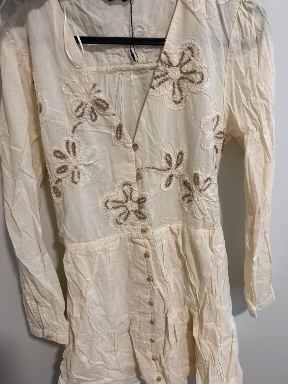 Zara Cream Embroidered Floral Dress - Picture 5 of 6